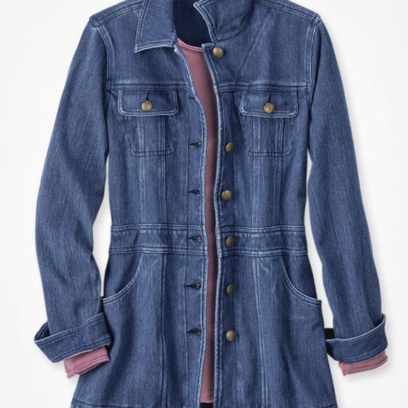 Coldwater Creek Urban Trails Knit Denim Jacket - Picture 1 of 4